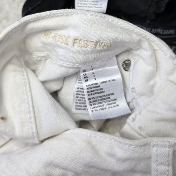 American Eagle White Hi Rise Button Fly  Denim Shorts, Size 4 - Picture 5 of 6